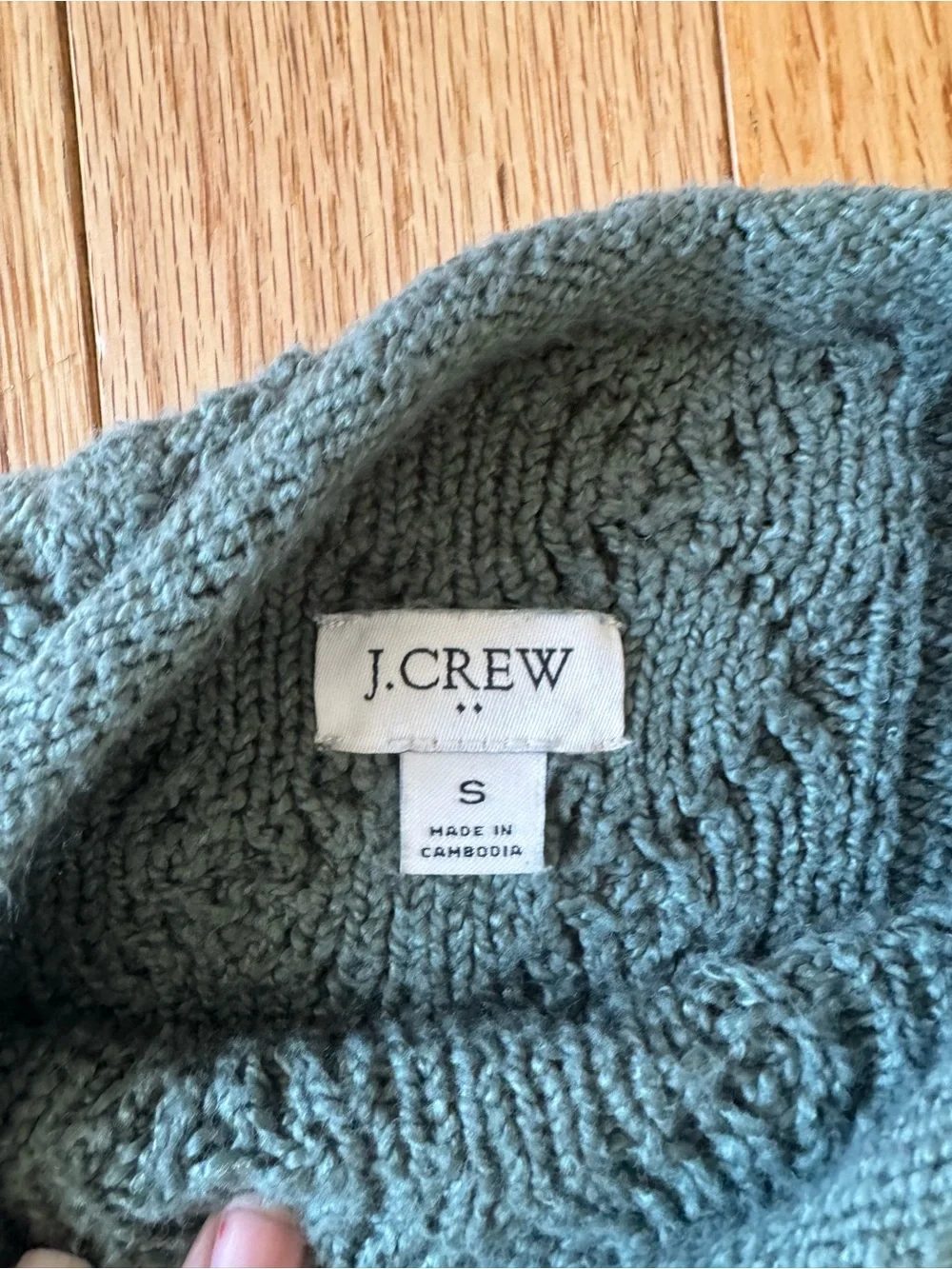 J. Crew Sage Green Textured Cable Knit Sweater